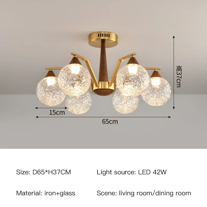 French Medieval Creative Retro Glass Pendant Lamp Living Room Bedroom Restaurant Kitchen LED Chandelier Indoor Decor Lighting