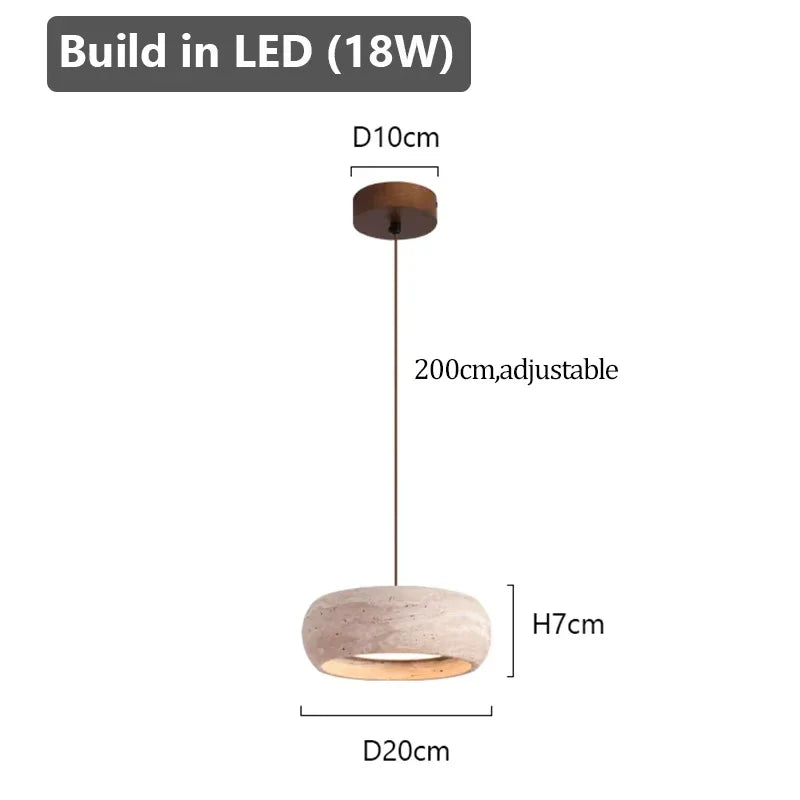 Travertine Stone Pendant Light – Minimalist Natural Ceiling Lamp