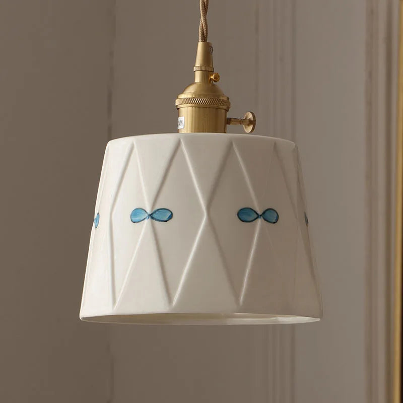 Japanese retro brass-glazed printed ceramic chandelier Simple bedroom bedside restaurant bar entrance bay window light