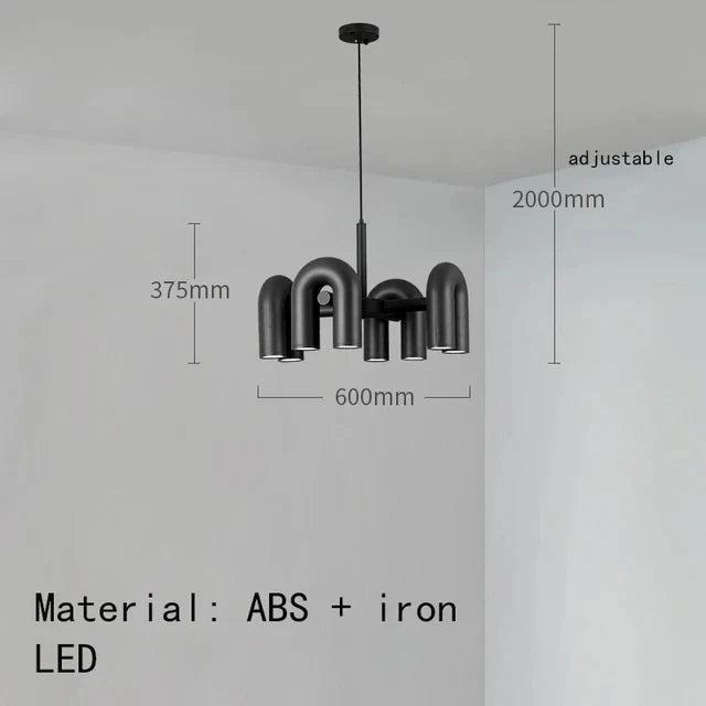 Nordic Designer U-shaped Water Pipe Chandelier Ins Rotatable Variable Shape Bedroom Living Room Home LED Lighting Fixture Decor