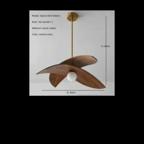 Modern Walnut Wood Pendant Light – Sculptural Minimalist Hanging Lamp