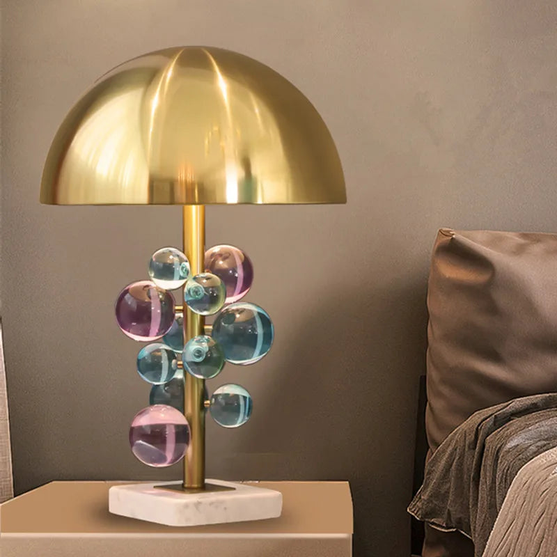 Italian Designer Mushroom Table Lamp – Colorful Glass Globe Accent Light