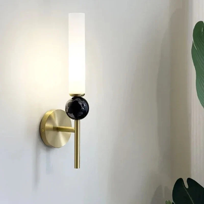 Nordic minimalist all copper wall lamp hotel living room bedside G9 LED pendant light balcony staircase indoor marble wall lamp