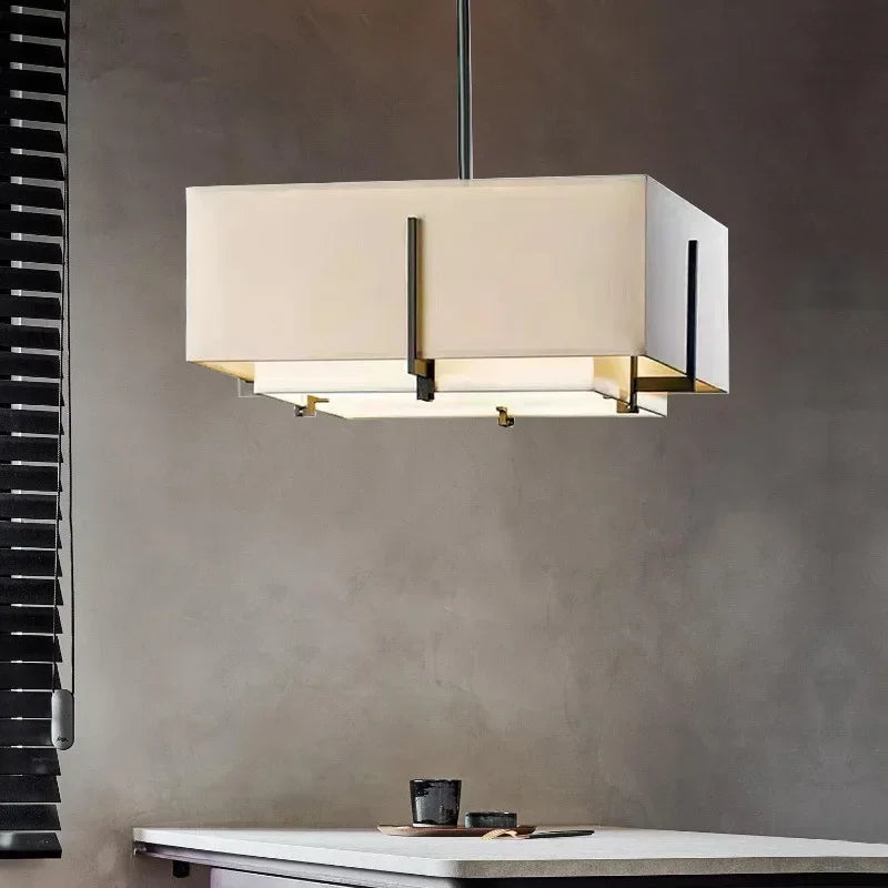 Wabi-Sabi Linen Pendant Light – Minimalist Farmhouse Fabric Chandelier