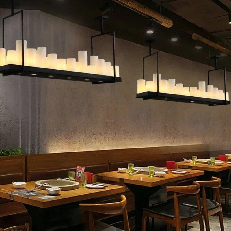 American Style Iron Art Retro Glass Candle Chandeliers Living Room Restaurant  Kitchen Led Pendant Lamp Bar Lighting Decorative