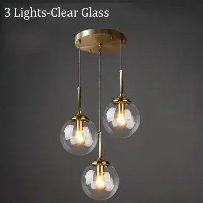 Modern 3-Light Glass Pendant Lamp – Adjustable Kitchen Island Hanging Light (E27)