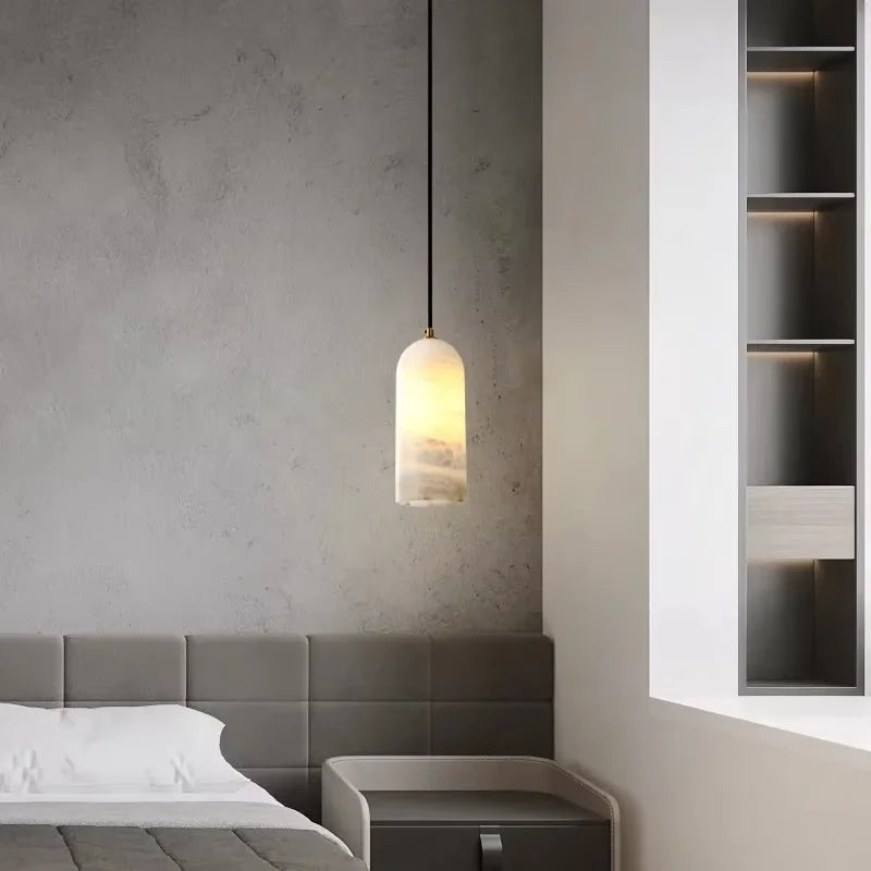 Golden Nordic Modern Spanish Natural Marble LED Chandelier Dining Room Bedroom Indoor Home Decor Hanging Atmospheric Fixtures