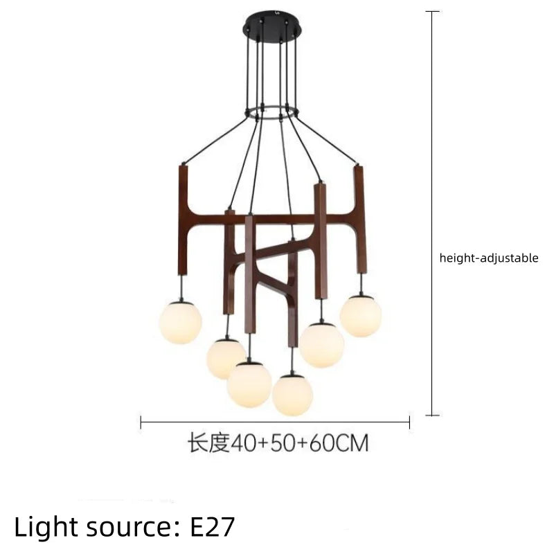 Medieval Simple Wooden Magic Bean LED Pendant Lamp Living Room Restaurant Bedroom Kitchen  Creative Chandelier Home Decor Light