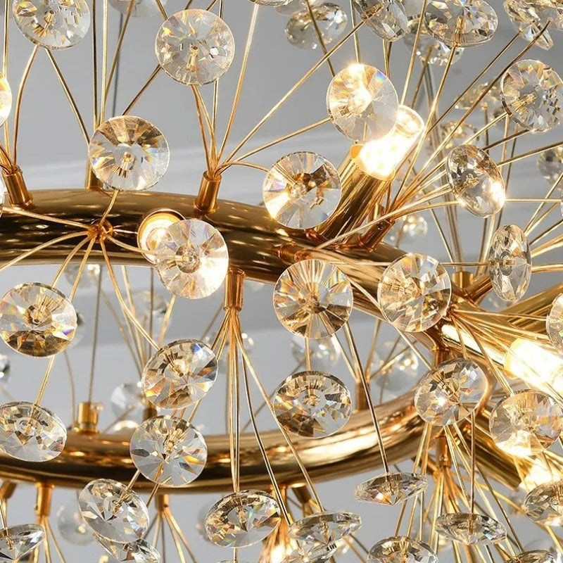 New Design Sun Flower Crystal Chandeliers for Living Room Kitchen Island Loft  LED Pendant Lighting House Decor Suspension Lamp