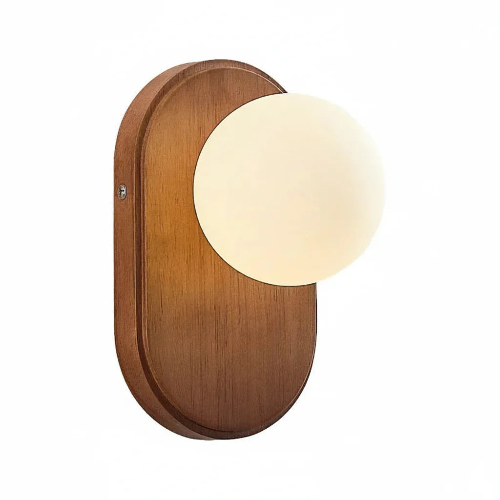 Modern Wooden Globe Wall Light with Frosted Glass – G9 Bedside Lamp
