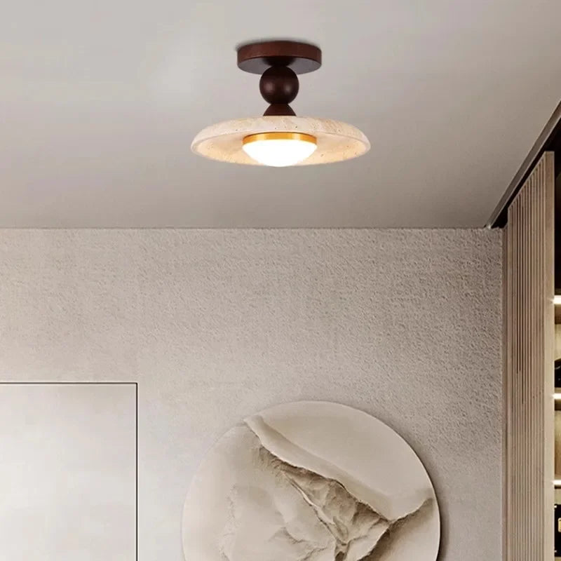 Yellow Cave Stone Walnut wood Corridor Light Japanese Wabi Sabi Style Balcony Entrance foyer Staircase Bedroom Ceiling Light