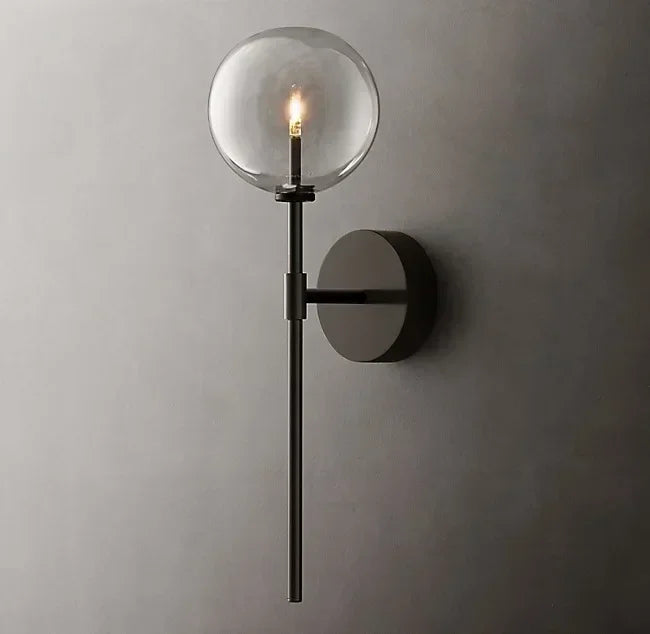 Nordic Ball Glass Wall Sconce American Retro Living Room Bedroom Wall Lamp for Home Aisle Kitchen Stairs Wall Decoration Light