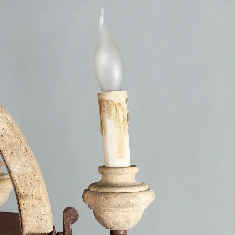 Rustic Solid Wood Chandelier – Vintage Farmhouse 6-Light Pendant Lamp