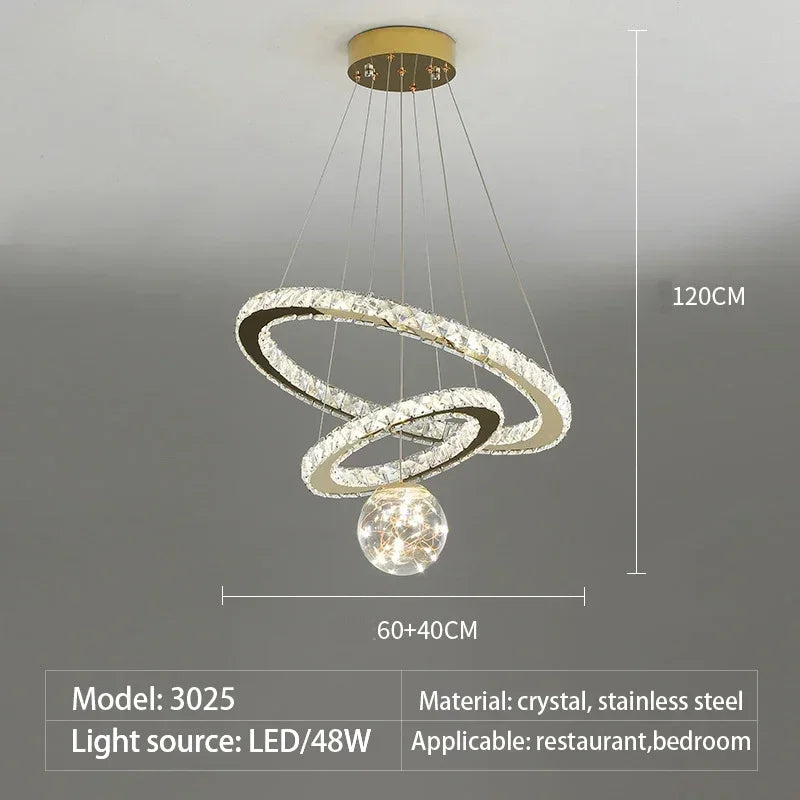 Designer Deluxe Remote Control Crystal LED Pendant Lamp Living  Restaurant Bedroom Kitchen Dimmable Chandelier Home Decor Light
