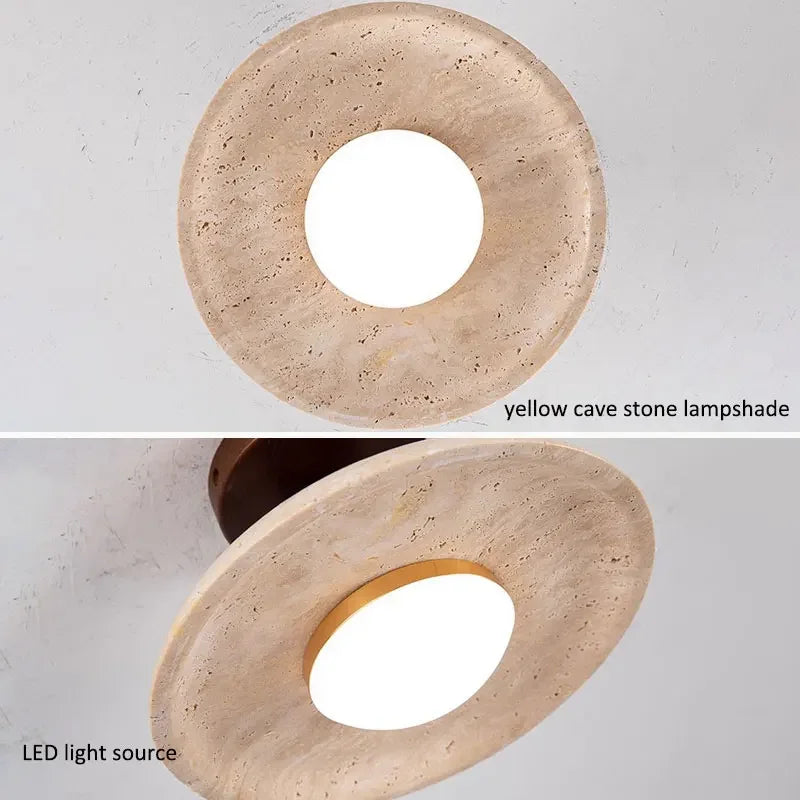 Yellow Cave Stone Walnut wood Corridor Light Japanese Wabi Sabi Style Balcony Entrance foyer Staircase Bedroom Ceiling Light