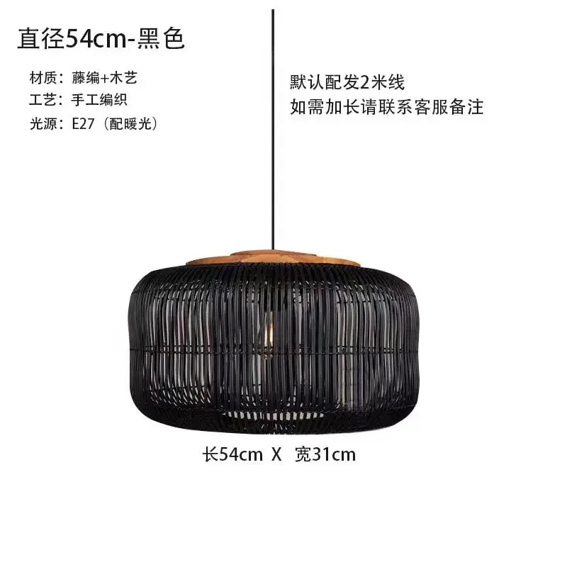 Chinese New Retro Handmade Rattan Pendant Lamp Homestay Living Room Restaurant Bedroom LED Chandelier Home Decor Light Fixtures