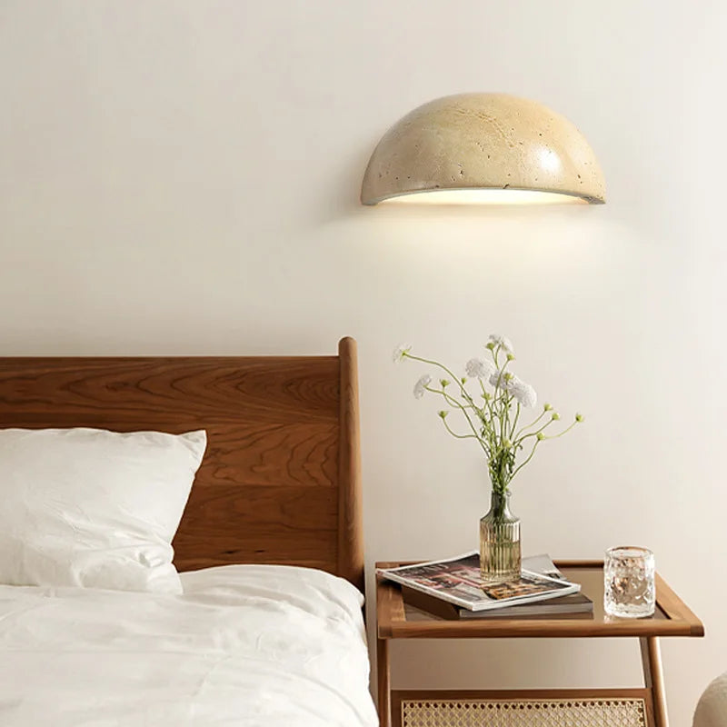 Bedroom bedside lamp designer creative living room background wall yellow cave stone wall light Japanese wabi-Sabi wind resident