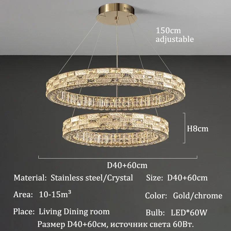 2025 Designer's New Restaurant Crystal Chandelier Luxury High-end Living Room Bedroom Light Dining Desk Bar Counter Pendant Lamp