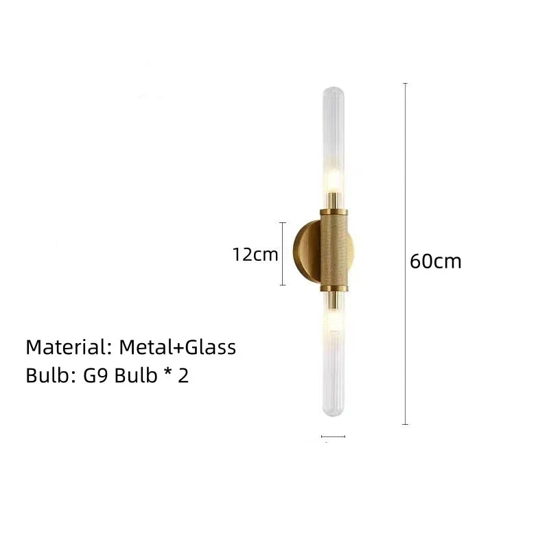 Creative Art Deco Wall Lamp Clear Glass Gold Metal G9 Bulb Home Lighting Sconce For Parlor Bedroom Aisle Stairs