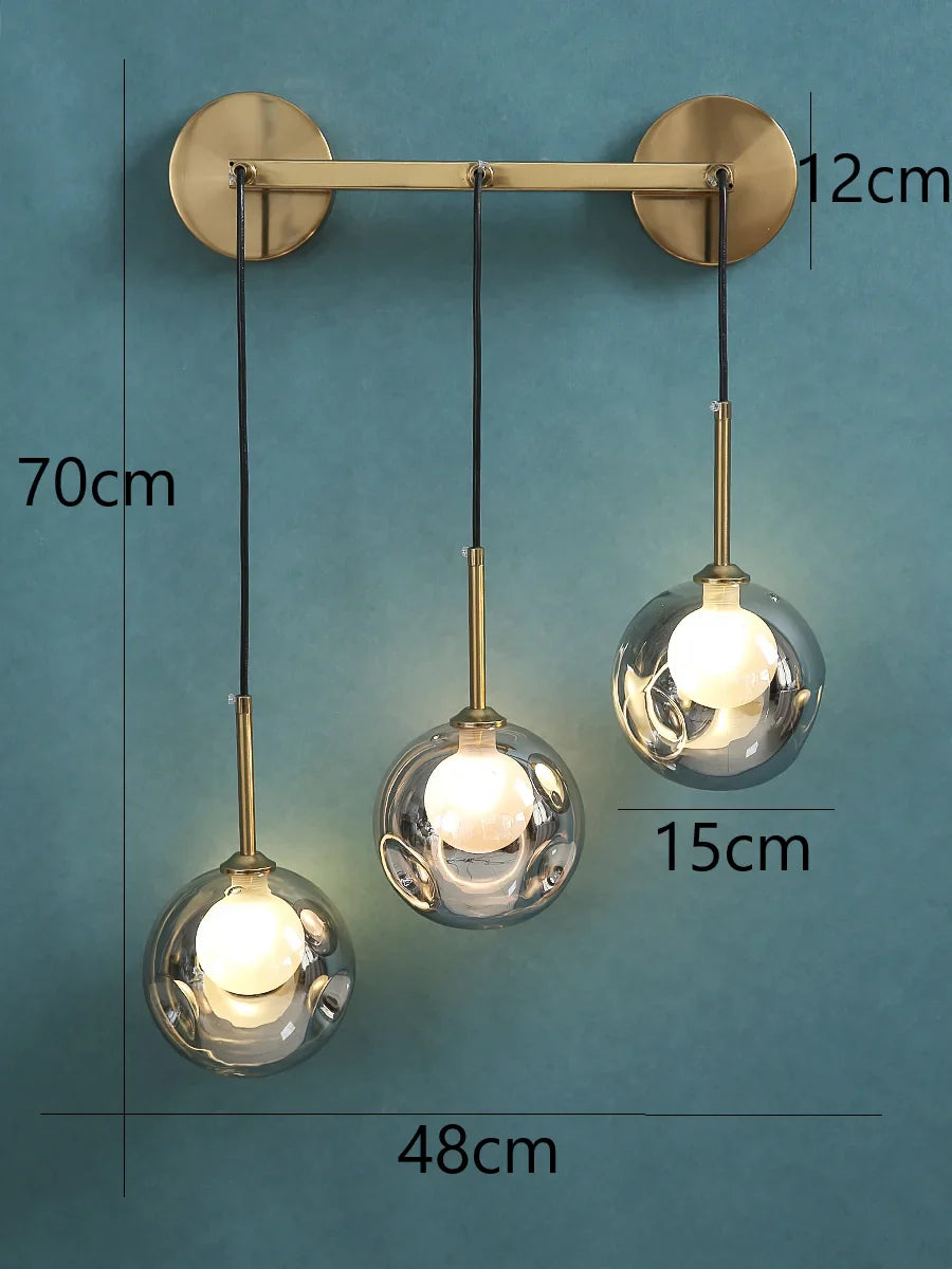 American Glass Wall Lamp Modern Minimalist Dining Room Wall Light Nordic Style Home Creative Personality Multi Head Mirror Lamps