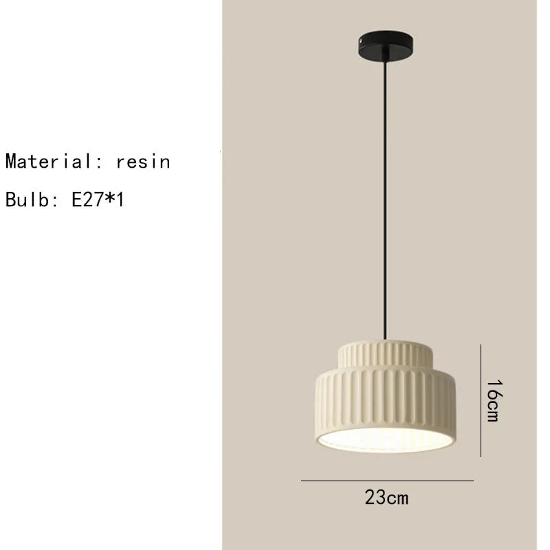 Modern Ribbed Pendant Light – Textured Resin Ceiling Lamp