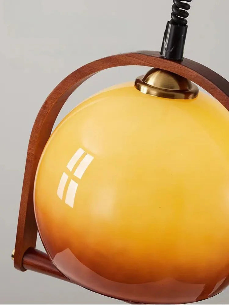 Modern Orange Glass Pendant Light – Retro Hanging Ceiling Lamp