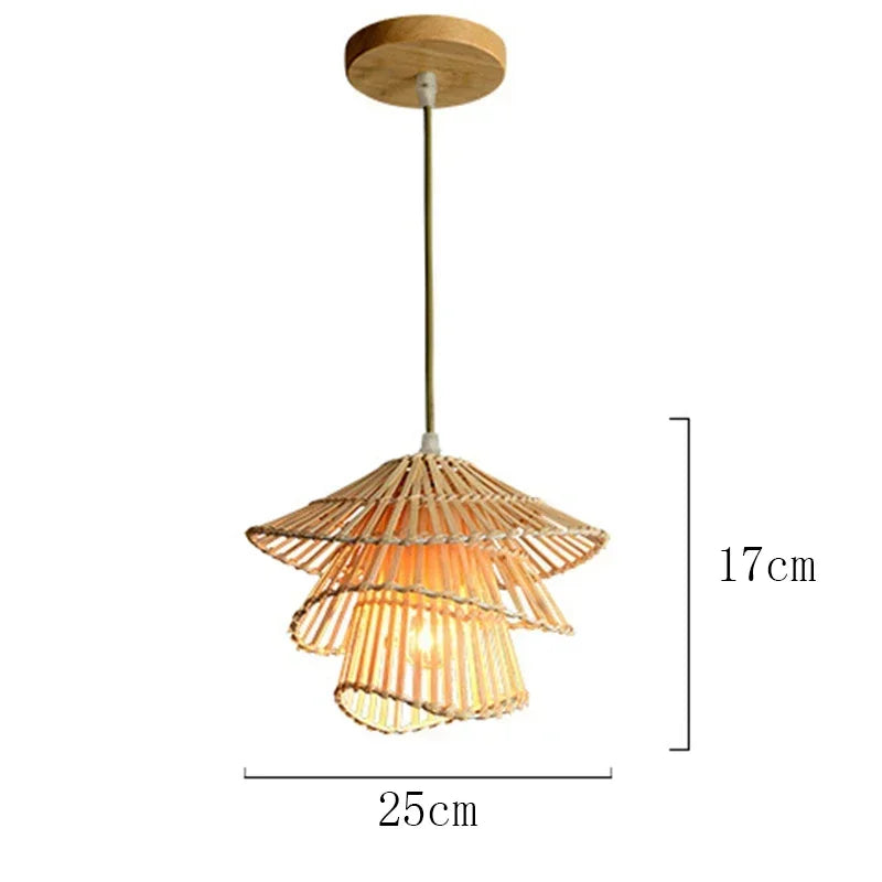 Modern Handmade Rattan Chandelier Creative Multi Story Restaurant Living Room Pendant Lamp Decor Bamboo Woven Lighting Fixtures