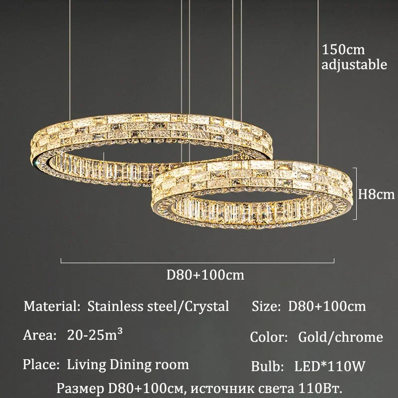 2025 Designer's New Restaurant Crystal Chandelier Luxury High-end Living Room Bedroom Light Dining Desk Bar Counter Pendant Lamp
