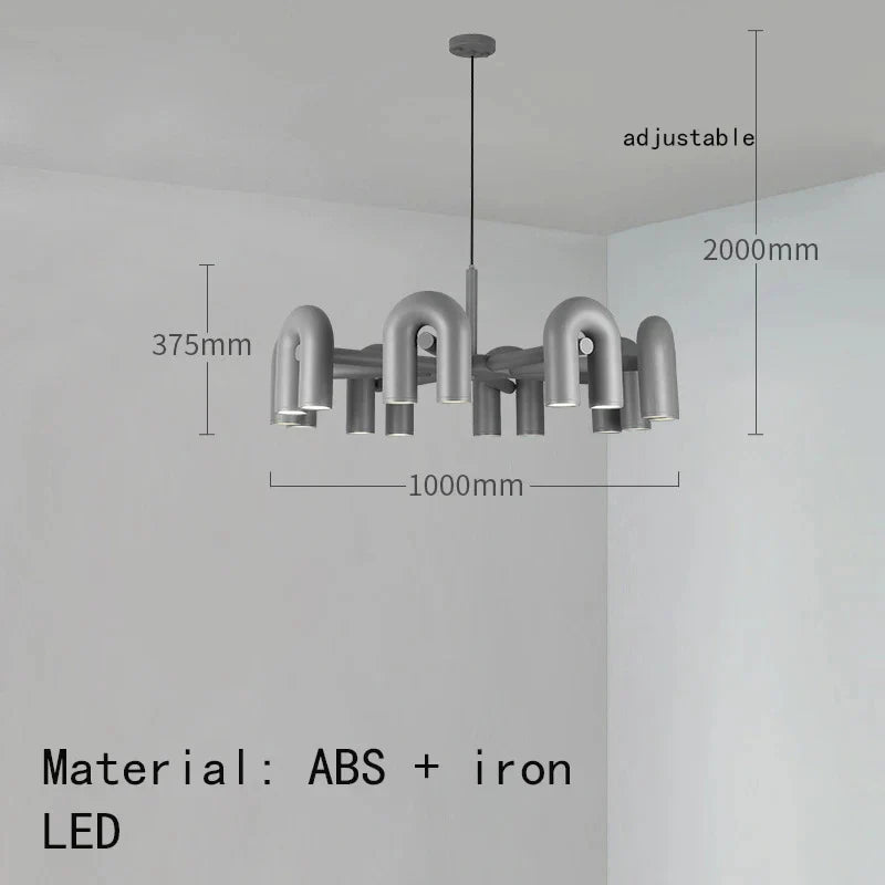 Modern Sculptural Chandelier – Black Pipe LED Ceiling Light