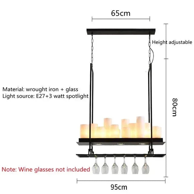 American Style Iron Art Retro Glass Candle Chandeliers Living Room Restaurant  Kitchen Led Pendant Lamp Bar Lighting Decorative