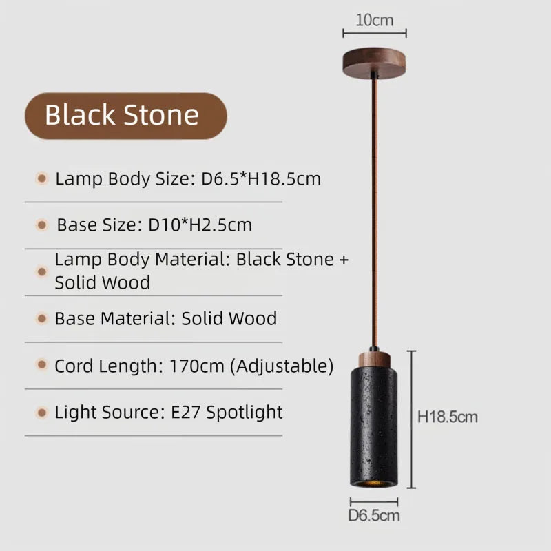 Japanese Stone Pendant Light E27 – Minimalist Nordic Hanging Lamp for Bedroom, Dining & Corridor
