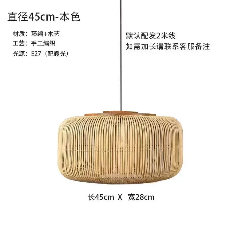 Chinese New Retro Handmade Rattan Pendant Lamp Homestay Living Room Restaurant Bedroom LED Chandelier Home Decor Light Fixtures