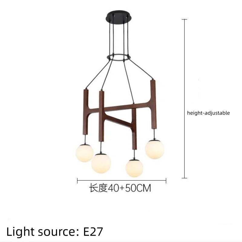 Medieval Simple Wooden Magic Bean LED Pendant Lamp Living Room Restaurant Bedroom Kitchen  Creative Chandelier Home Decor Light