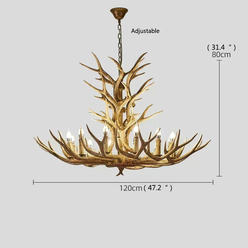 Christmas Style Antler Deer Chandelier for Living Room Loft Large Resin Deer Hanging Lamp Fixture Farmhouse BIg Hanging Light