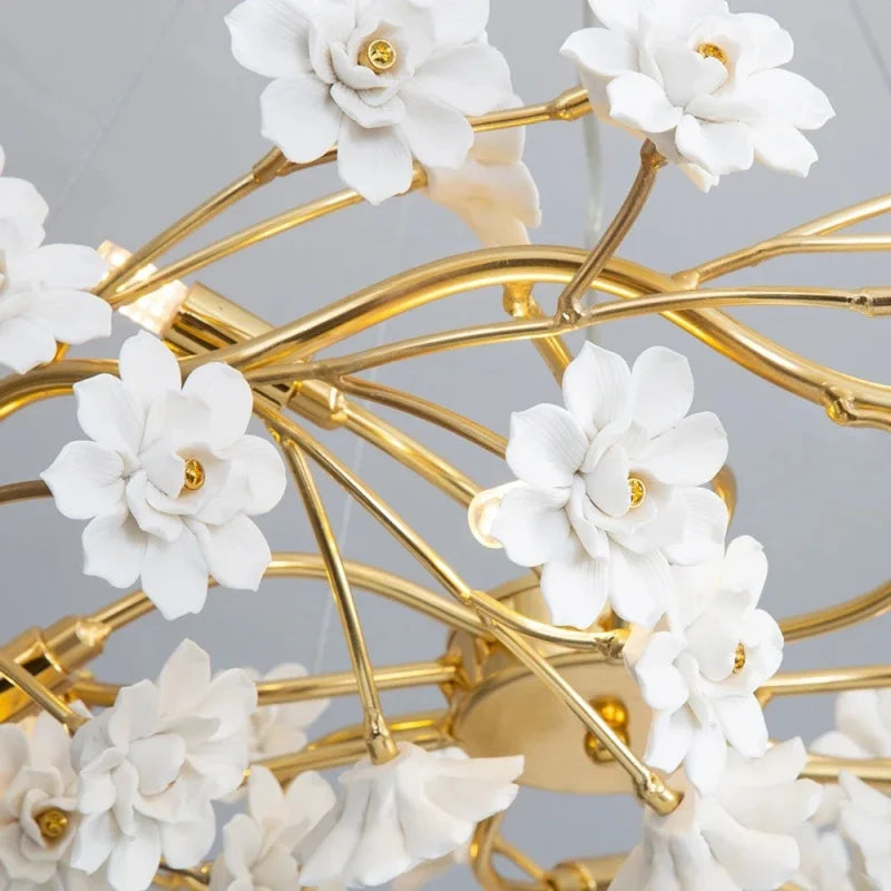 Italian Designer Floral Ceramic Chandelier Dining Room Bedroom Hotel Romantic Luxury LEDPendant Lamp Home Decor Lighting Fixture