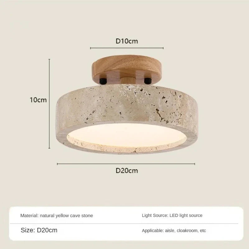 Retro Balcony LED Ceiling Lamp Dressing Room Entrance Hall Corridor Yellow Cave Stones High-end Chandelier Home Lighting Fixture