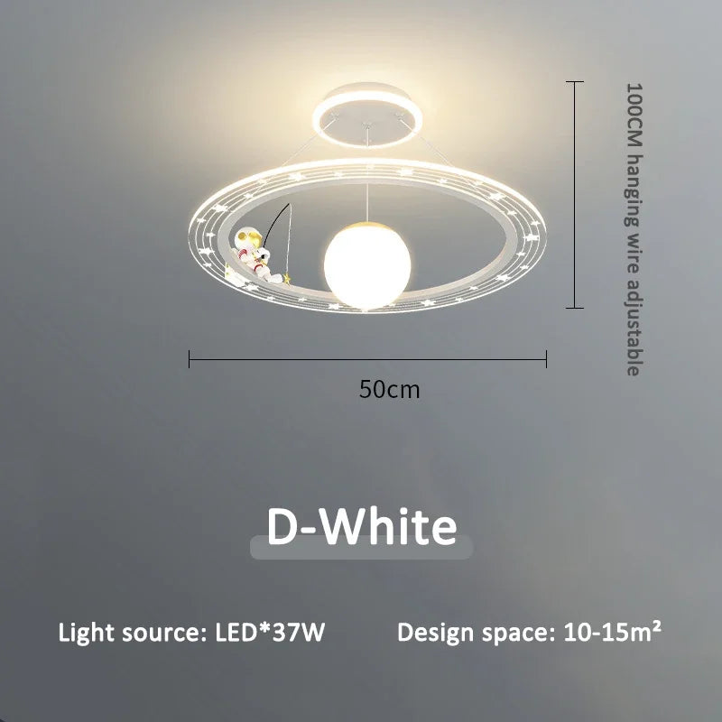 Children's Room Pendant Lamp Creative Cartoon Astronaut Starry Sky Boy Girls Bedroom Chandelier Modern Restaurant Lighting Decor