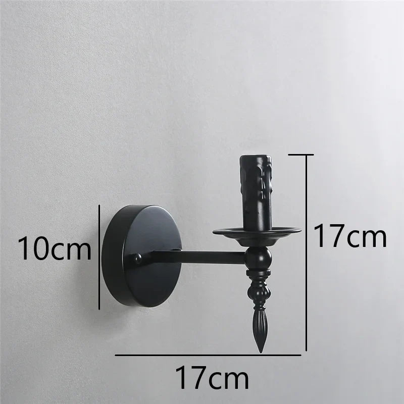 Nordic Vintage Iron Art Wall Lamps Black Led E14 Wall Lights American Retro Loft Sconces Light Fixtures Bedside Candle Wall Lamp