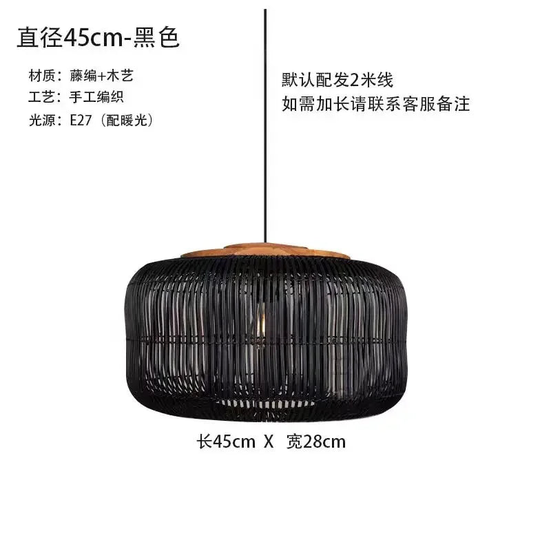 Chinese New Retro Handmade Rattan Pendant Lamp Homestay Living Room Restaurant Bedroom LED Chandelier Home Decor Light Fixtures