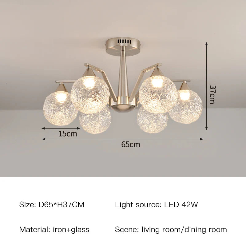 French Medieval Creative Retro Glass Pendant Lamp Living Room Bedroom Restaurant Kitchen LED Chandelier Indoor Decor Lighting