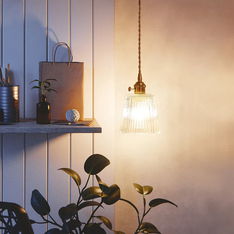 Vintage Noridc Stripe Glass Pendant Lamp Dining Room Kitchen Retro Pendant Lights Bedroom Bedside Decor Hanging Light