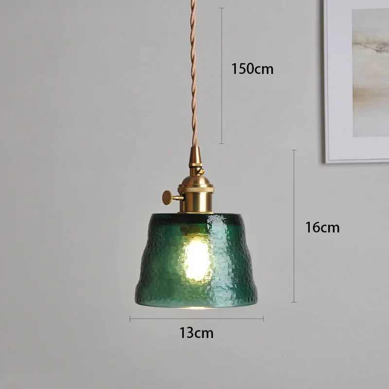 Goldene Designer-Pendelleuchte mit Glaslampenschirm