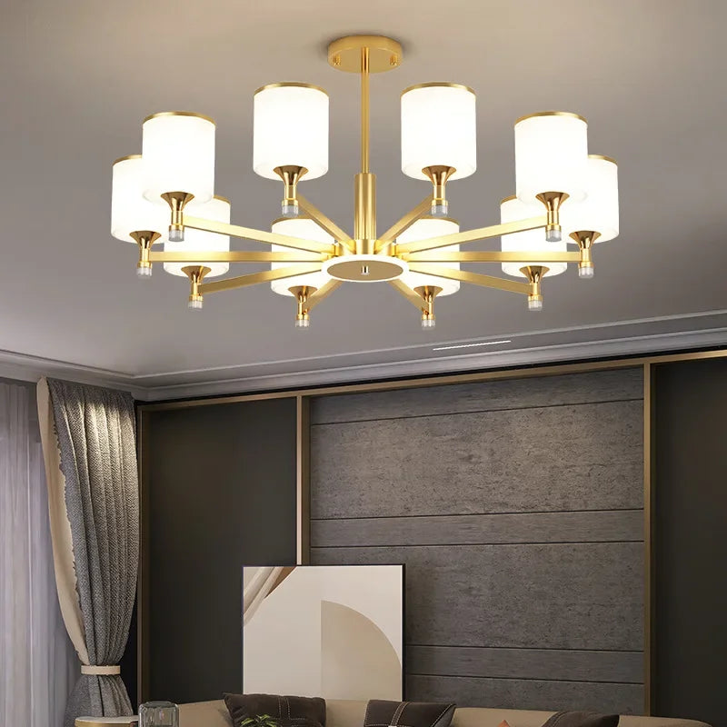 New Chinese Style Simple Chandelier Living Room Classical Restaurant Bedroom Trichromatic Pendant Lamp Retro Home Decor Lighting