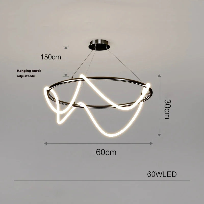 Modern Art Creative Ceiling Linear Long Strip LED Pendant Lamp,Lusters Bedroom Dining Room Indoor Home Decor Lighting Fixture