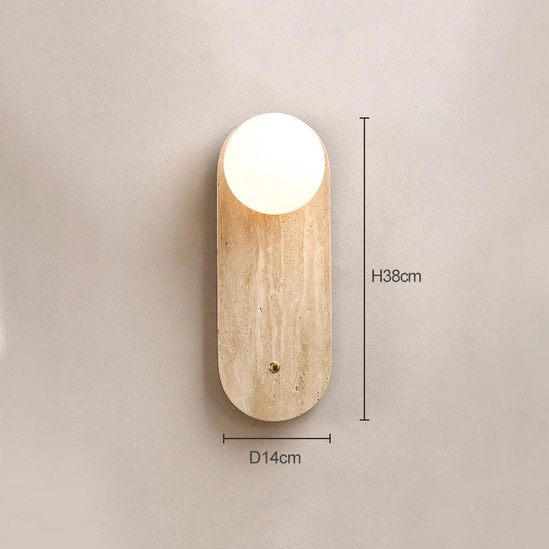 Bedside balcony corridor yellow cave stone decorative wall lamp Japanese wabi-Sabi wind round wall lamp bedroom living room porc