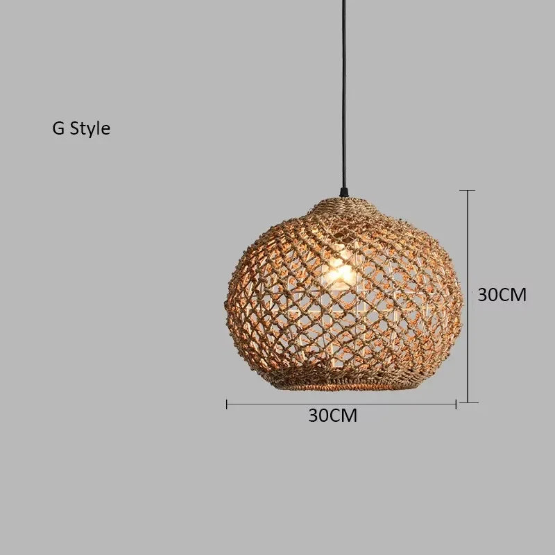Bamboo Woven Pendant Lamp Rattan Woven Zen Tea Dining Japanese Bamboo Art Lantern Tea House Lighting Fixtures