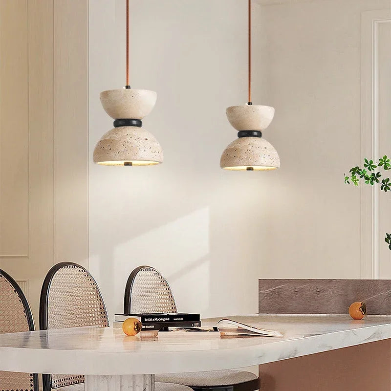 Led Pendant Lamp Bedroom Bedside Chandelier Stone Long Line Small Up And Down Light Japanese Style 110V220V For Home Dining Room