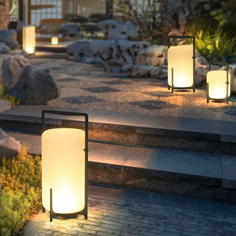 Modern Outdoor Lantern Floor Lamp – Minimalist Garden LED Light
