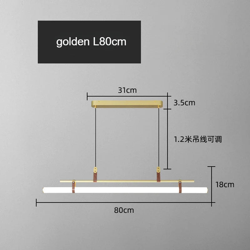 Modern Linear LED Pendant Light with Metal Frame – Minimalist Dining Table Hanging Lamp