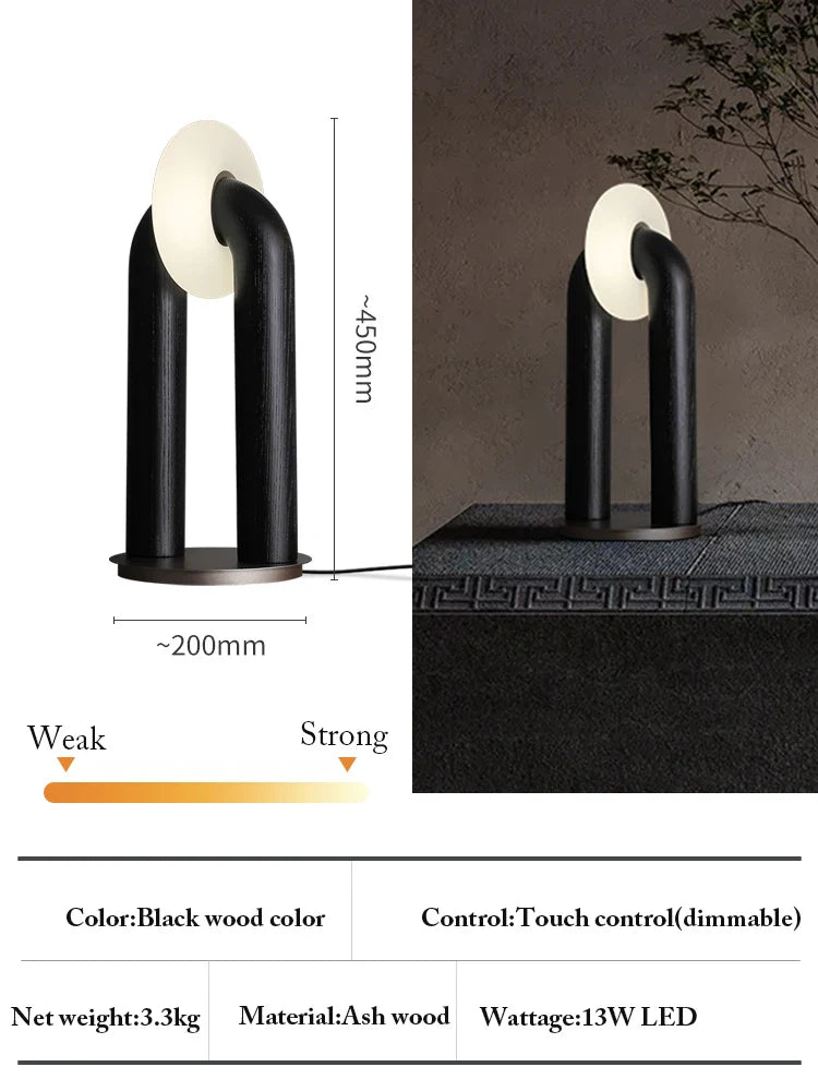Solid Wood Touch Table Lamp – Dimmable LED Bedside Light